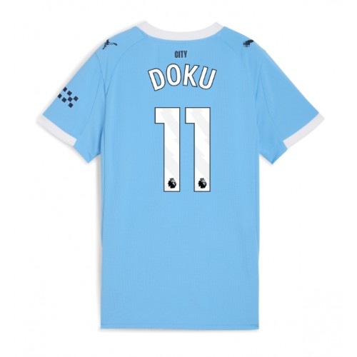 Manchester City Jeremy Doku #11 Replica Home Stadium Shirt for Women 2025-26 Short Sleeve